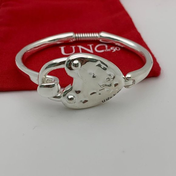 UNO de 50 Bracelet - Heart Lock Hinged Bracelet silver Love Luck Bracelet - Picture 6 of 8